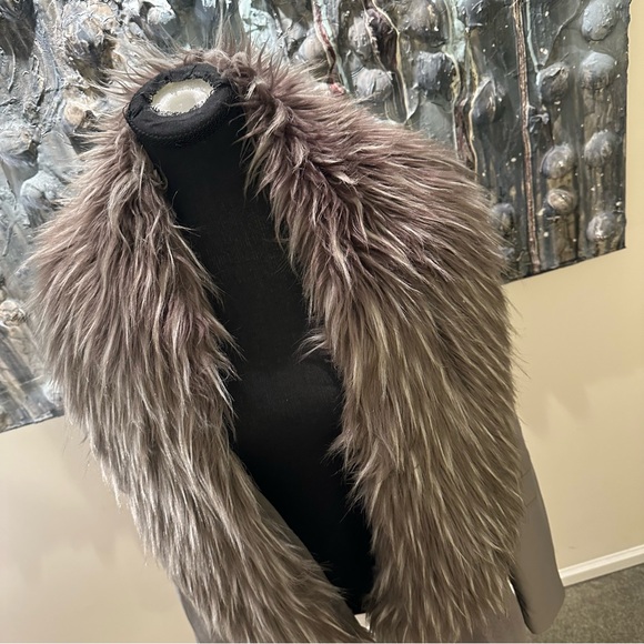 Black Tape XL Women's Gray Faux Suede/Fur Removable Collar Coat - Picture 3 of 16